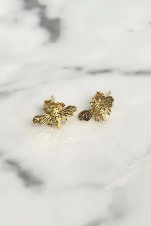 Gold Plate Bee Stud Earrings