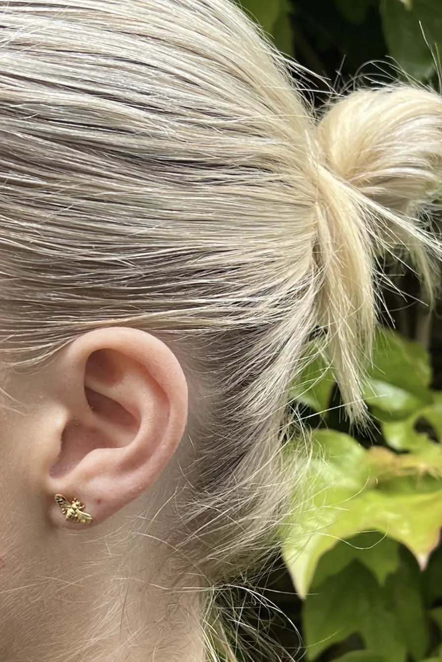 Gold Plate Bee Stud Earrings