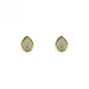 Gold Plated Birthstone March Aquamarine Earrings E6204