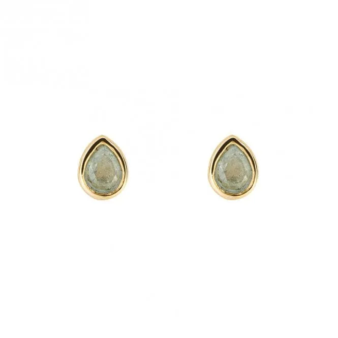 Gold Plated Birthstone March Aquamarine Earrings E6204