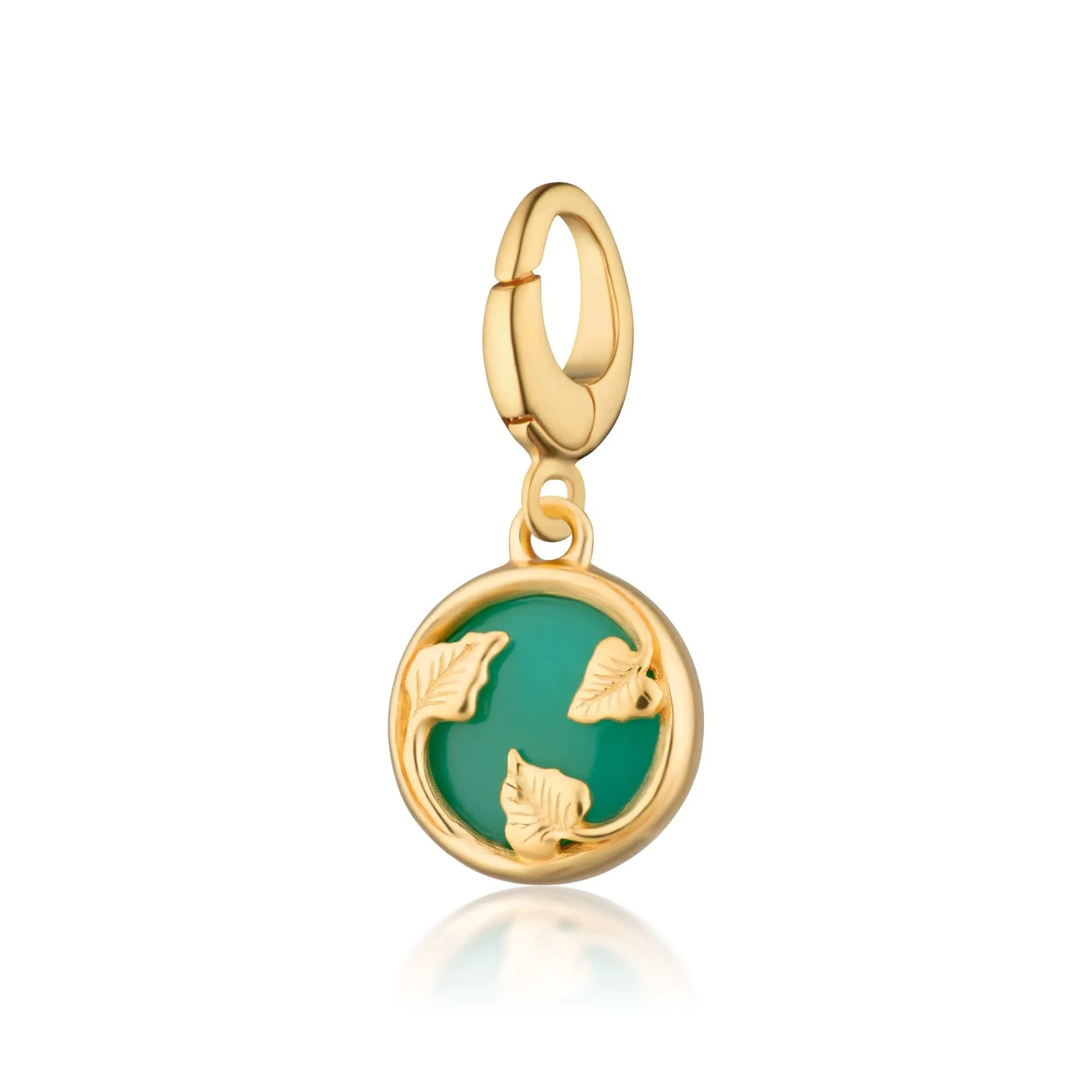 Gold Plated Green Chrysoprase Healing Stone Charm (Happiness)