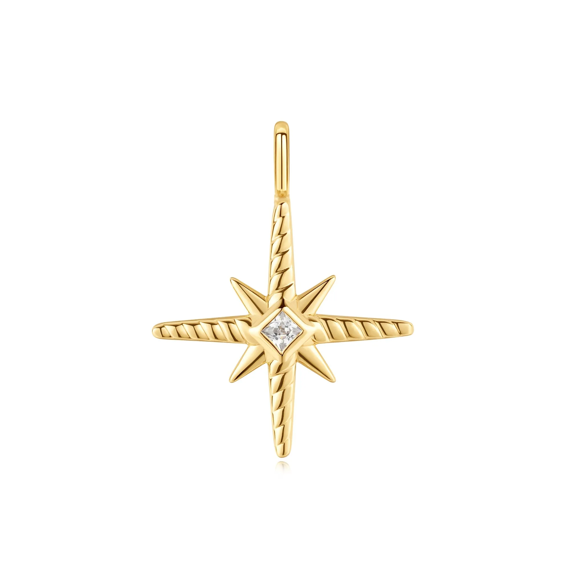 Gold Turquoise and Cubic Ziconia Star Charm