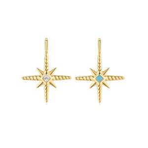 Gold Turquoise and Cubic Ziconia Star Charm