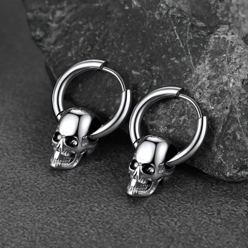 Halloween Skull Hoop Dangle Earrings For Men Women