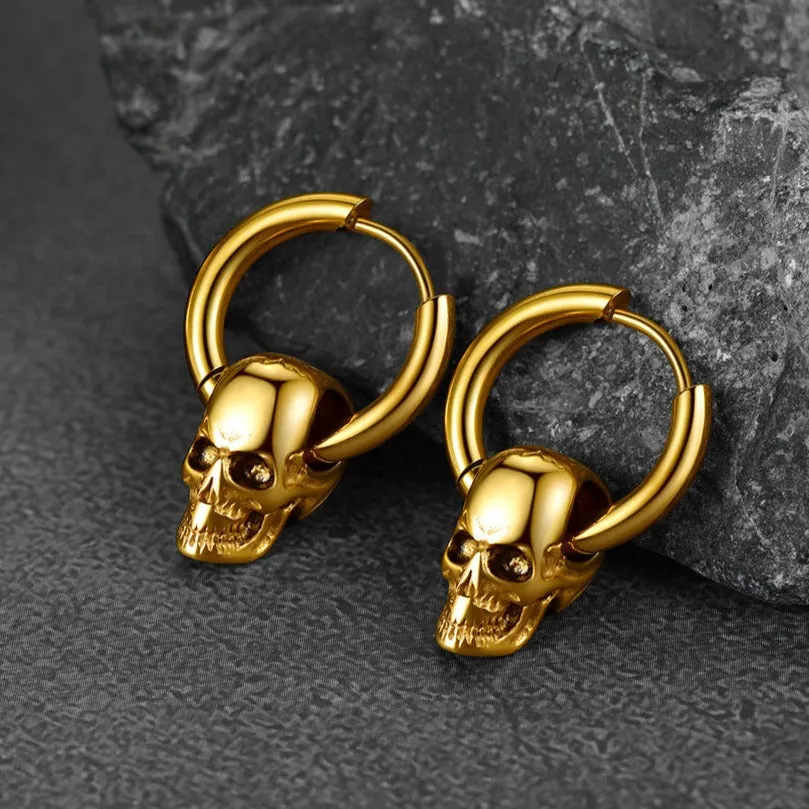 Halloween Skull Hoop Dangle Earrings For Men Women