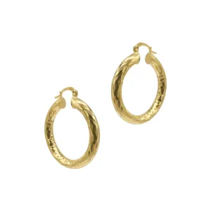 Hammered Tube Hoop gold