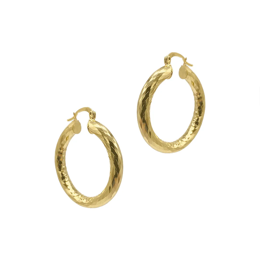 Hammered Tube Hoop gold