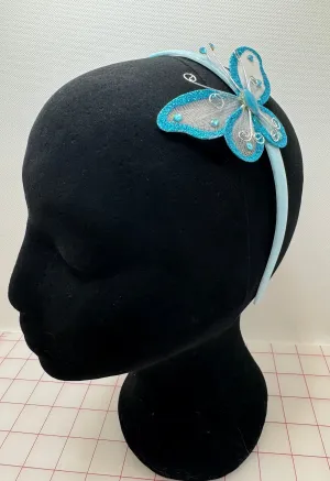 Headpiece Form - Plastic Headband with Butterfly Decor Blue 3/8-inch Wide Close-Out