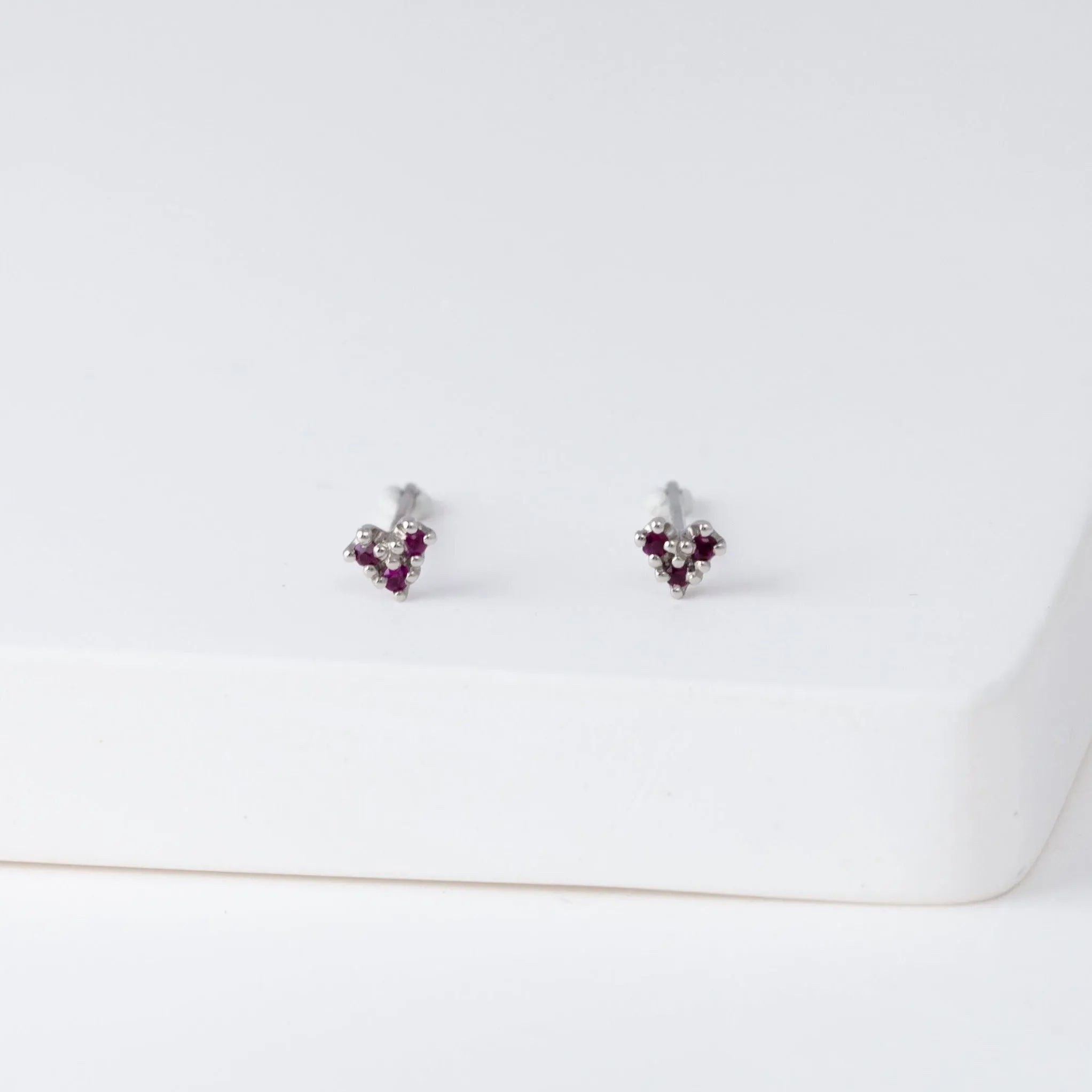 Heart ruby studs