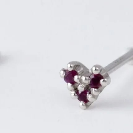 Heart ruby studs