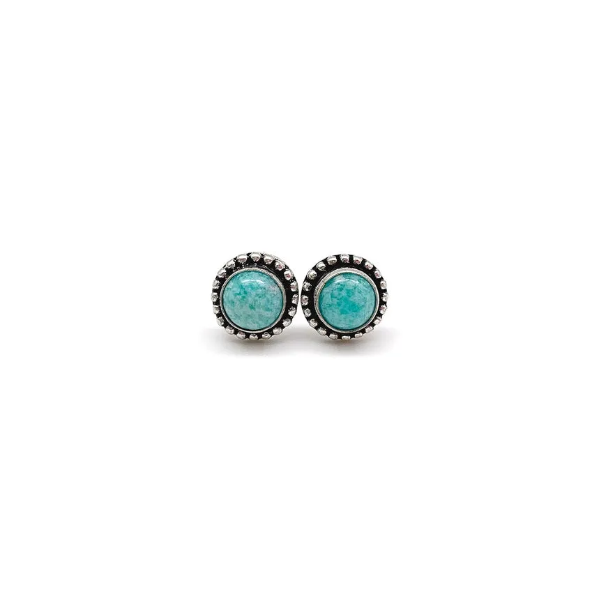 Kashi Semiprecious Stone Post Earrings - Amazonite