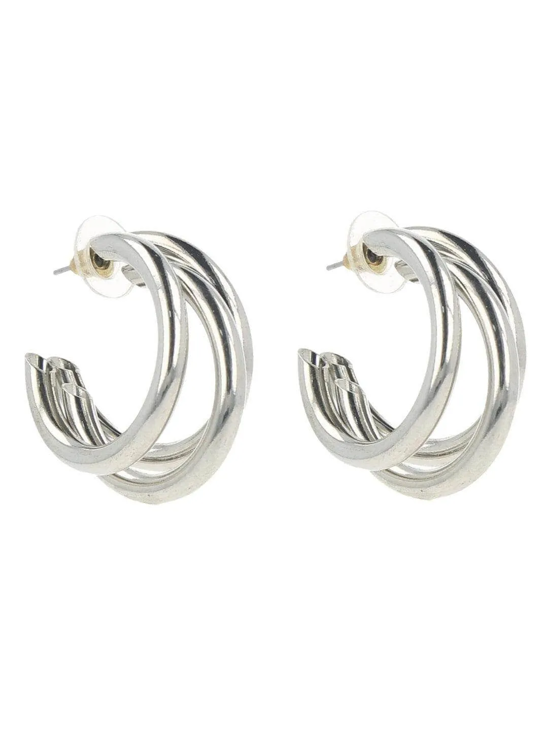 Kusha Kapila In Silver Triple Hoop Earrings