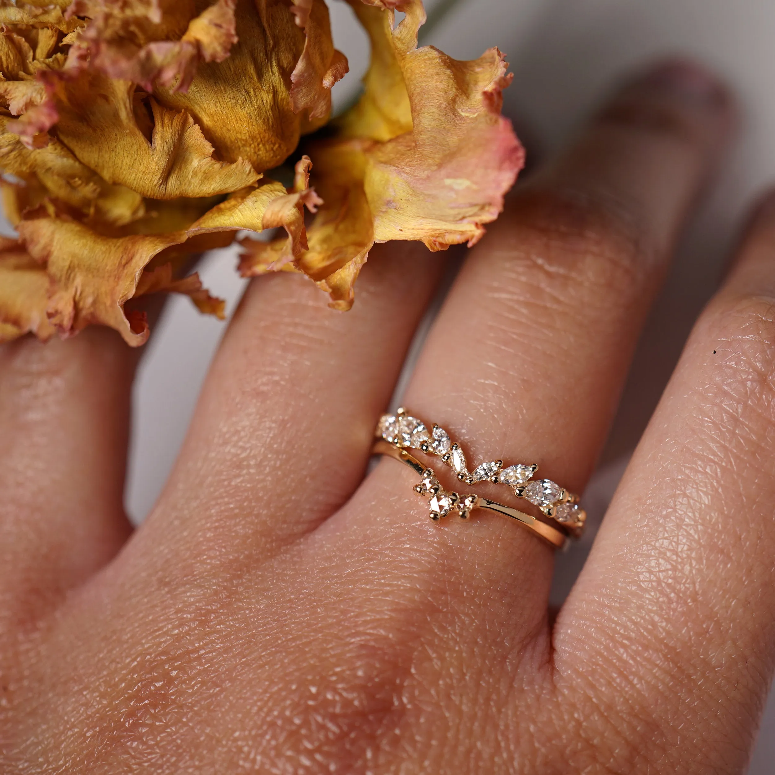 Lab Grown Diamond White Silk Jasmine Ring