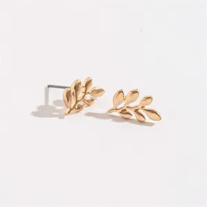 Leaf in Gold Stud Earrings