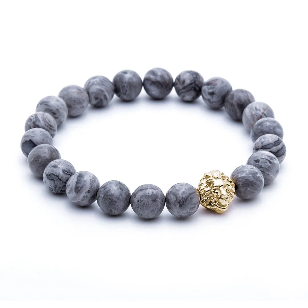 Leo Jasper Beaded Bracelets - Solid Silver