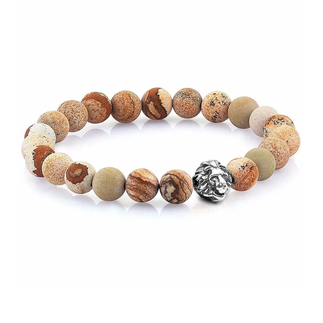 Leo Jasper Beaded Bracelets - Solid Silver