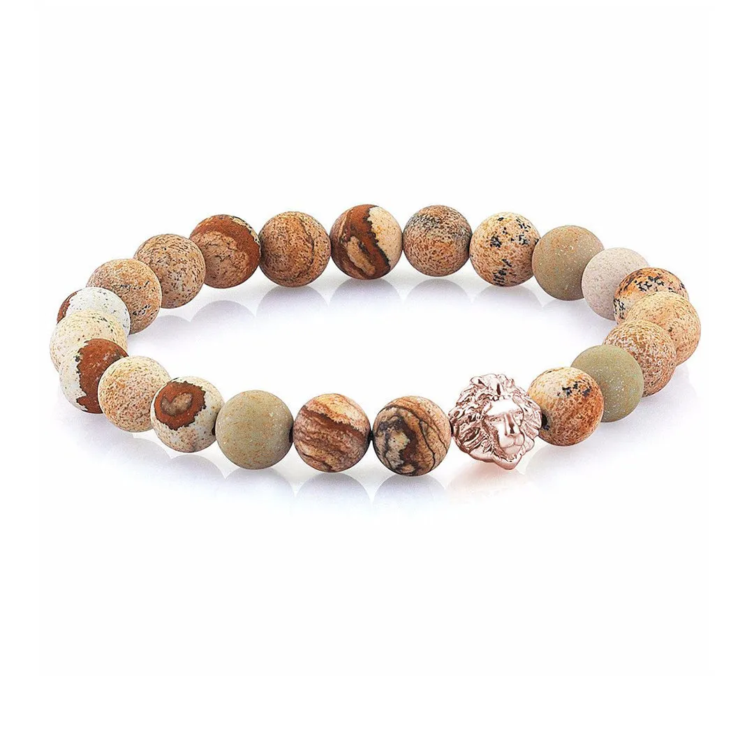 Leo Jasper Beaded Bracelets - Solid Silver