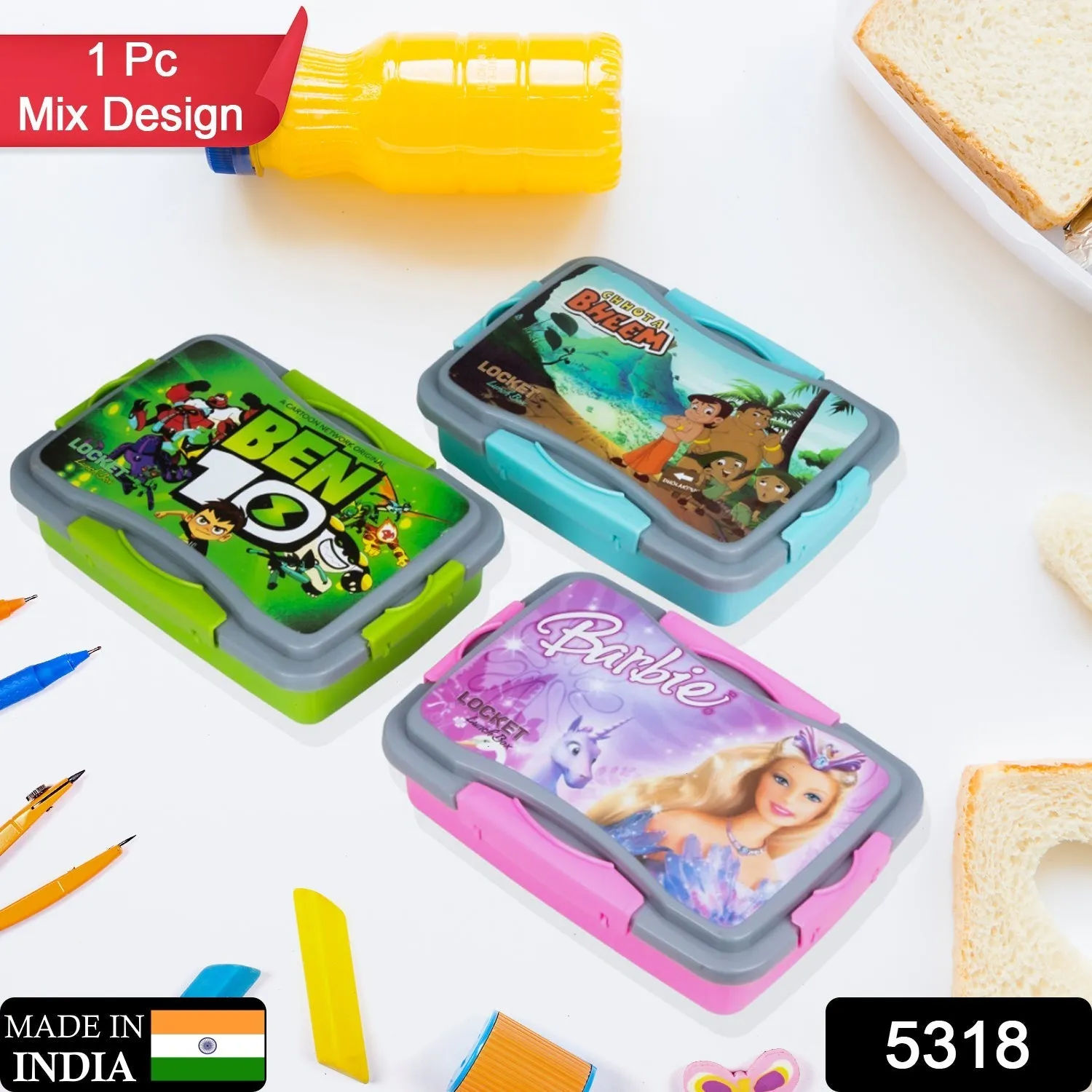 Locket Lunch Box Plastic High Quality Box For Kids School Customized Plastic Lunch Box for Girls & Boy