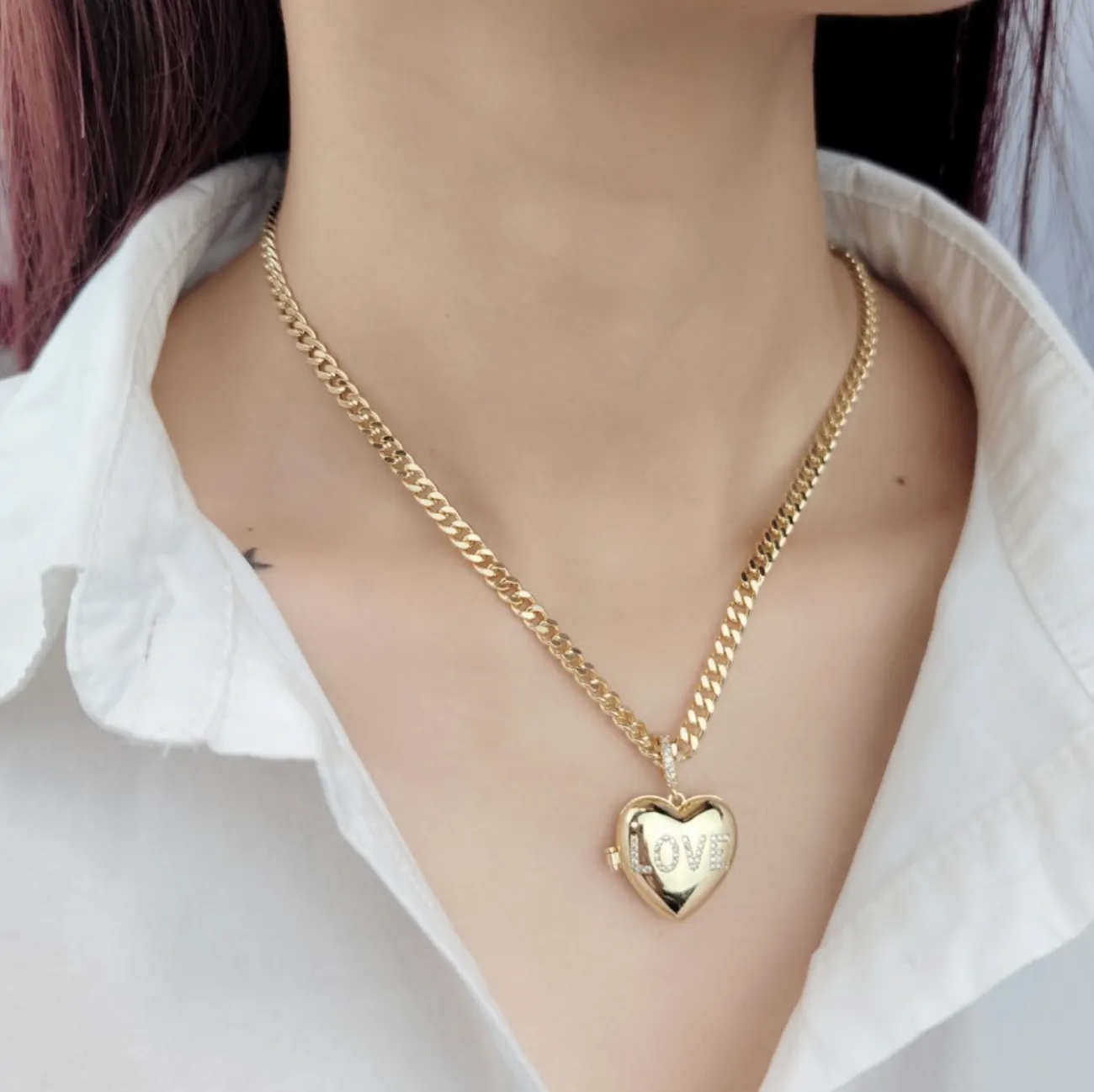 Love Locket on Curb Chain