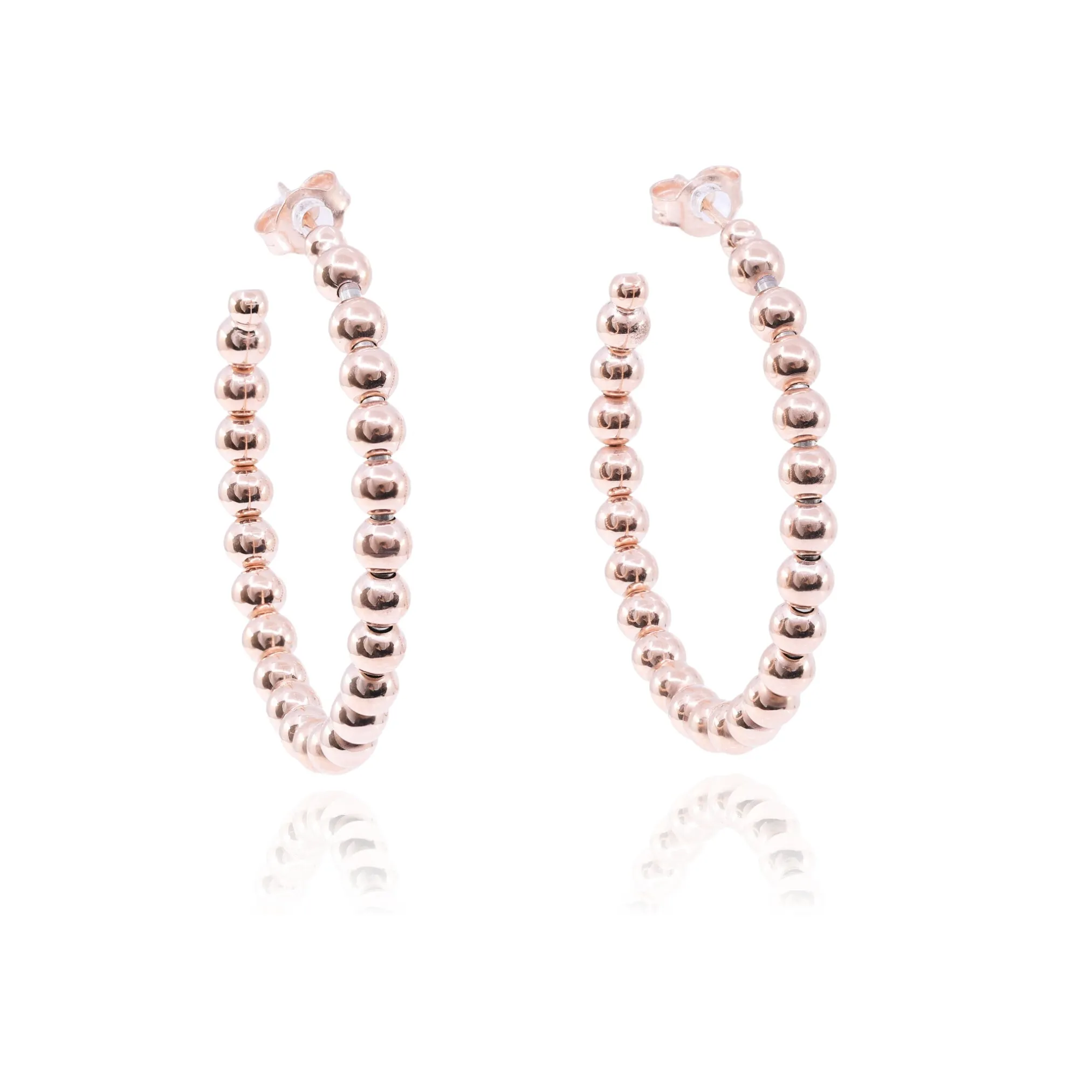 LUIGI TAVANTI 18K ROSE GOLD BEADED HOOP EARRINGS