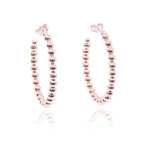 LUIGI TAVANTI 18K ROSE GOLD BEADED HOOP EARRINGS