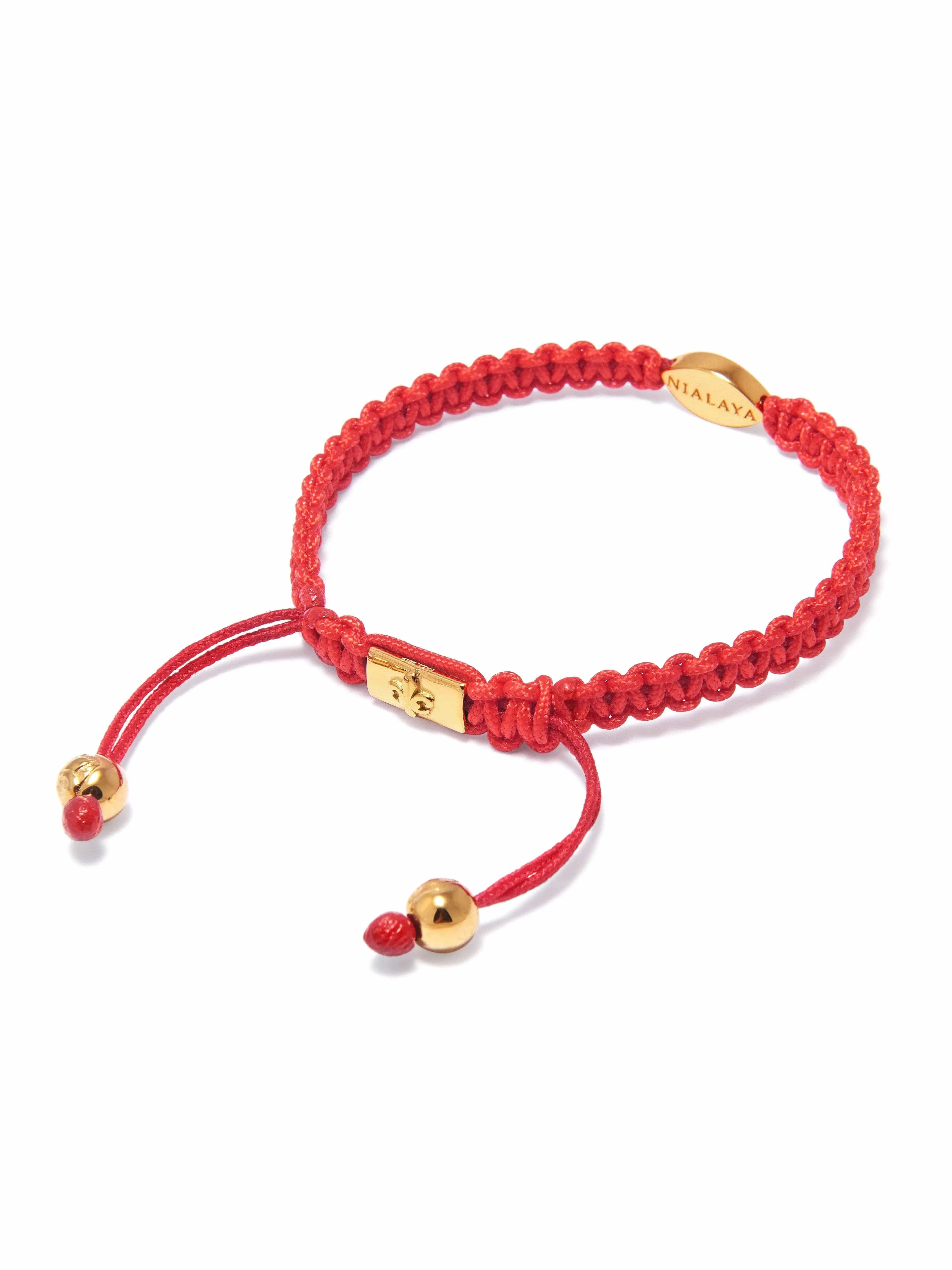 Men's Red String Bracelet with Gold Evil Eye