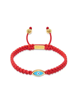 Men's Red String Bracelet with Gold Evil Eye