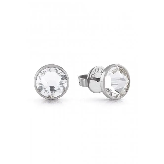 Mens Steel 8mm White Crystal Stud Earrings UME01343ST