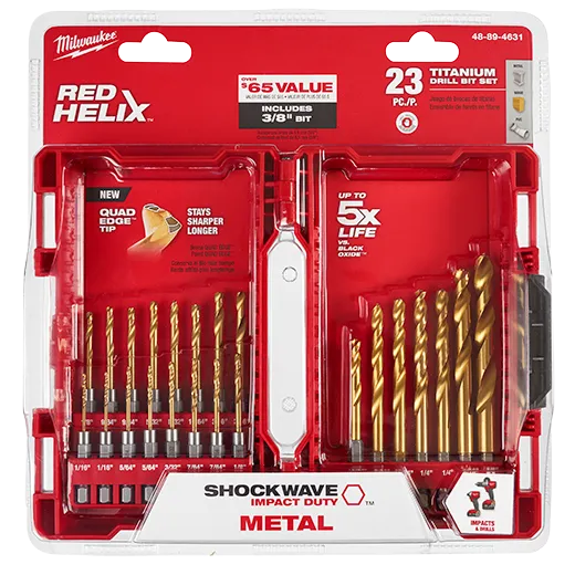 Milwaukee 48-89-4631 SHOCKWAVE™ RED HELIX™ 23pc Titanium Drill Bit Set