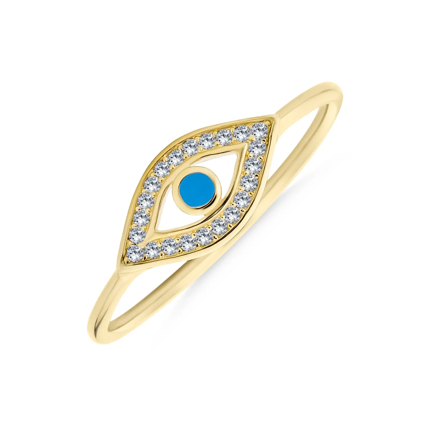 Minimalist Cocktail Statement Ring: 14K Rose Gold Plated Sterling Silver Evil Eye