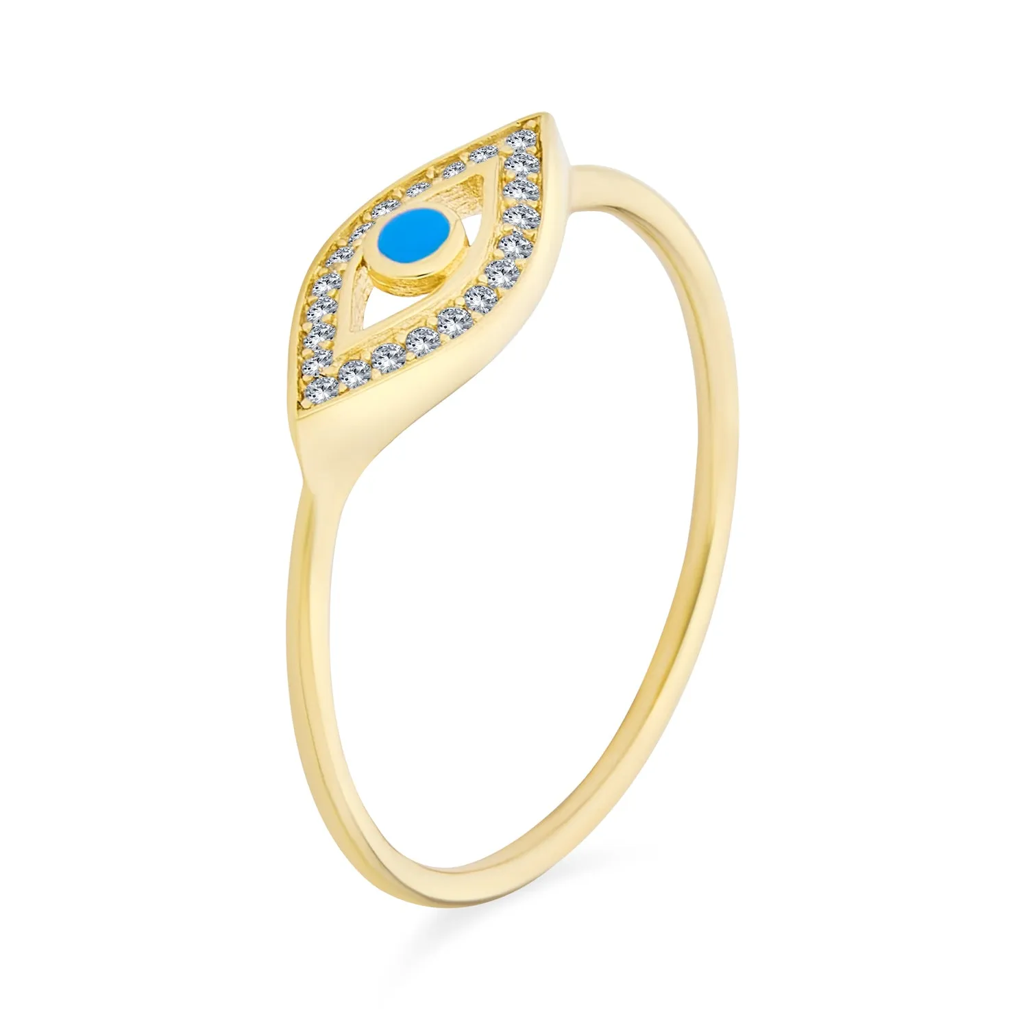 Minimalist Cocktail Statement Ring: 14K Rose Gold Plated Sterling Silver Evil Eye