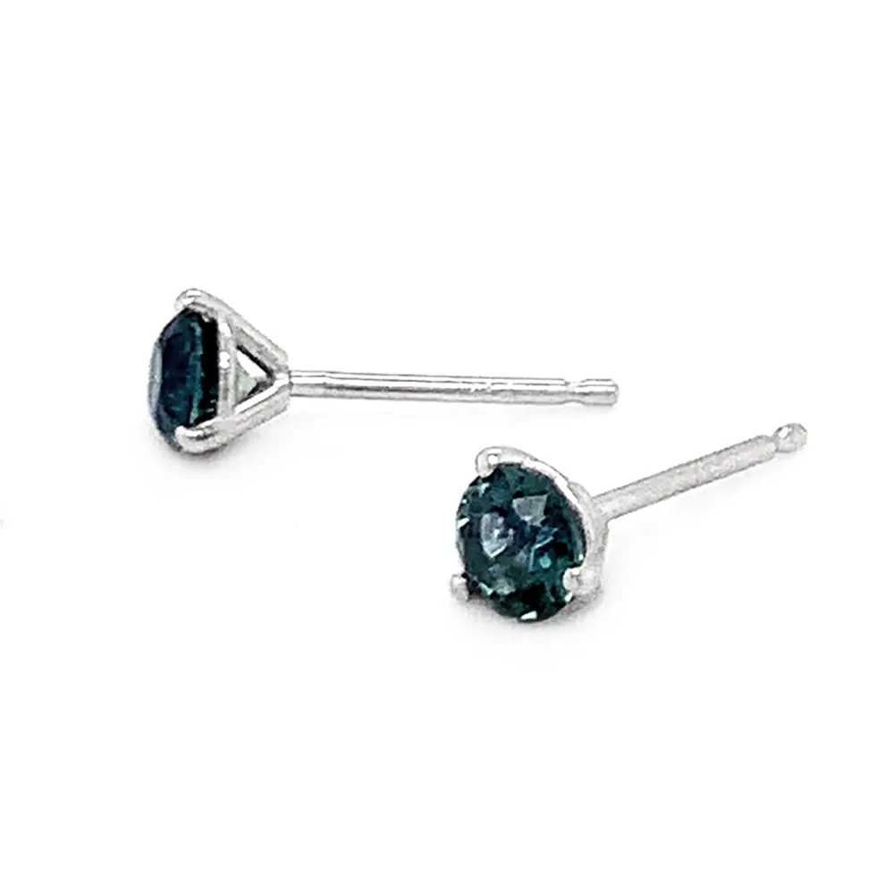 Montana Sapphire & White Gold Stud Earrings - "Ocean Depths"