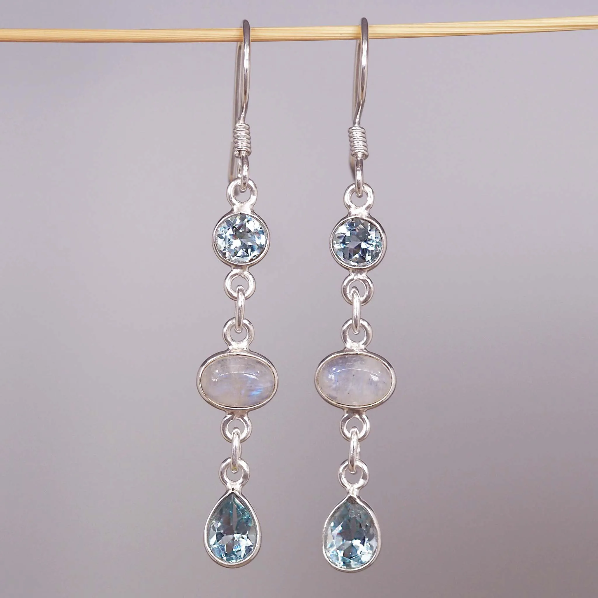 Moonstone and Blue Topaz Earrings