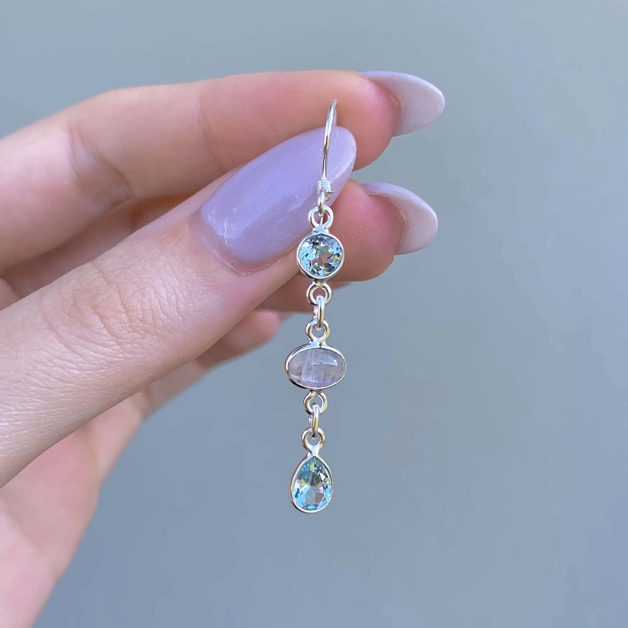 Moonstone and Blue Topaz Earrings