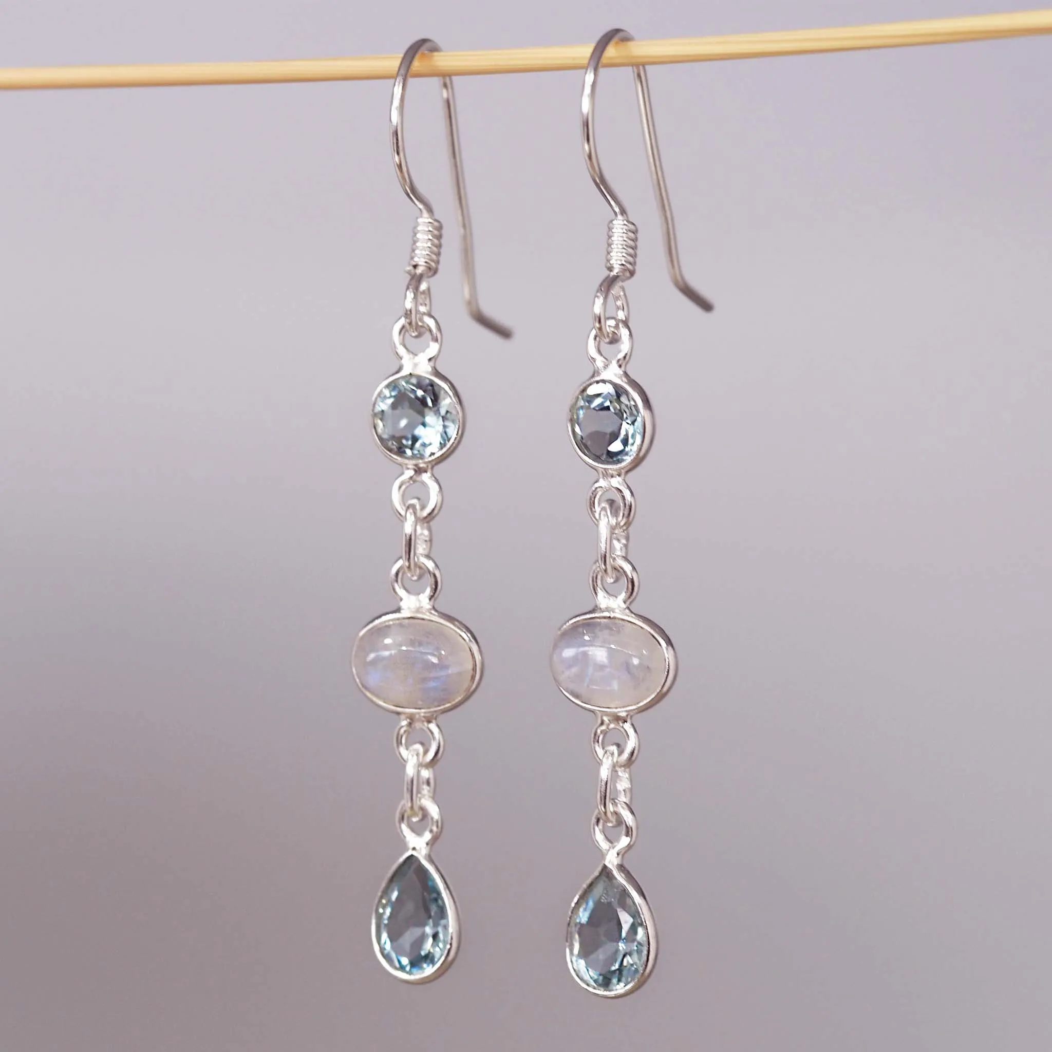 Moonstone and Blue Topaz Earrings