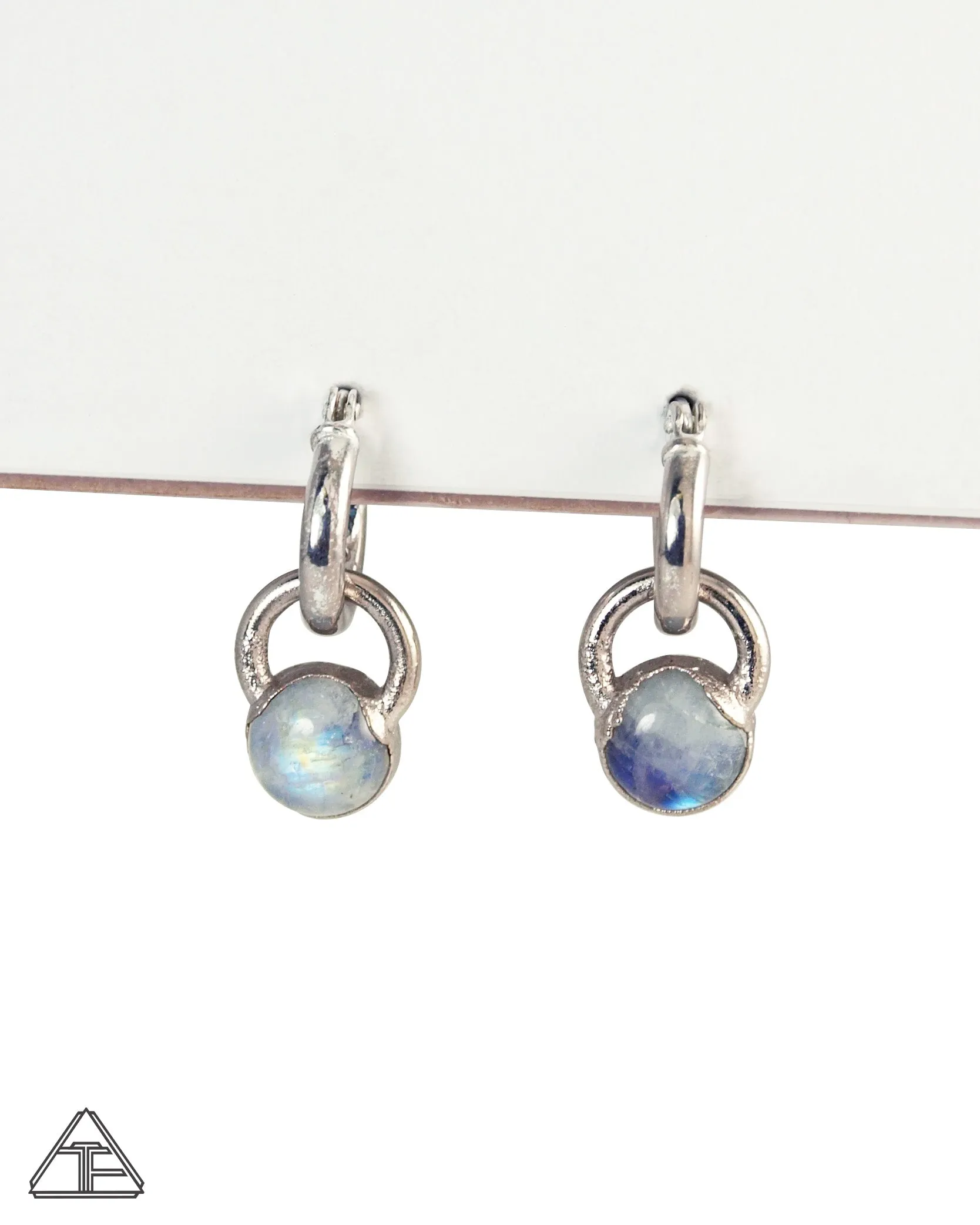 Moonstone Palladium Crystal Talisman Earrings