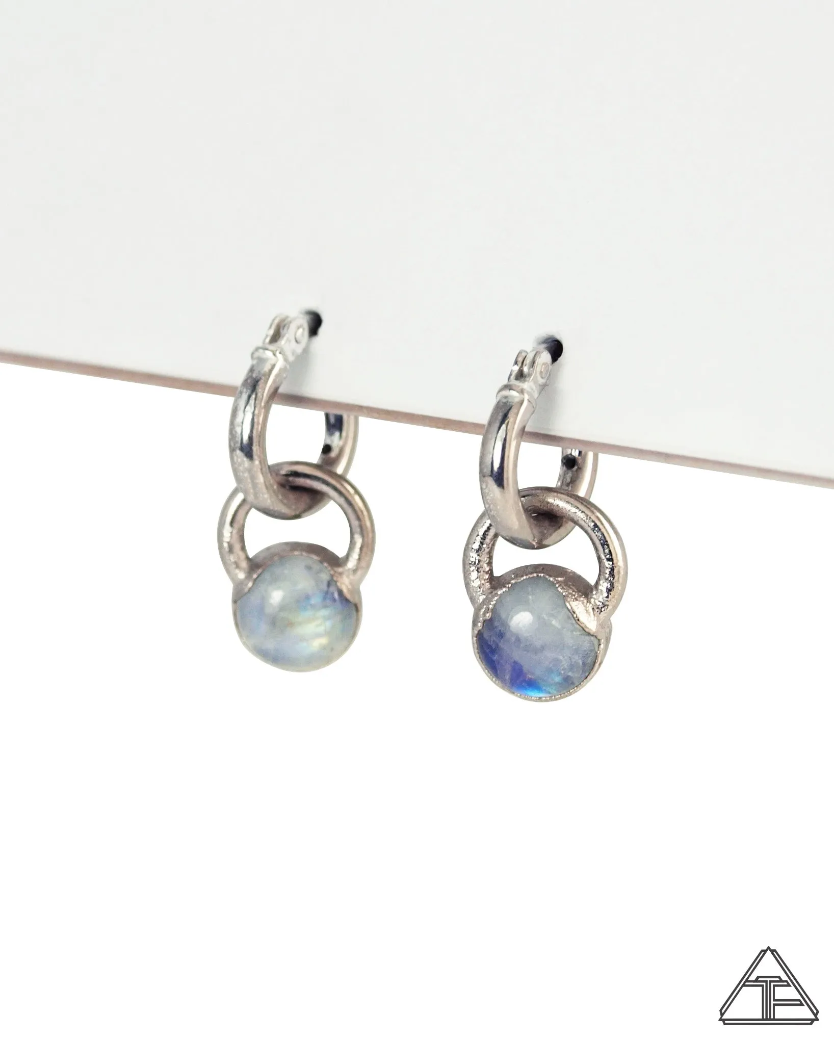 Moonstone Palladium Crystal Talisman Earrings