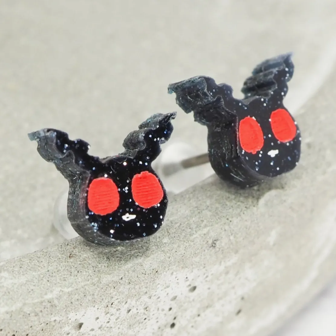 Mothman Glitter Stud Earrings