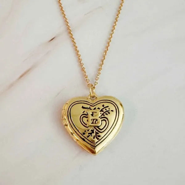 Nostalgic Heart Initial Open Locket Necklace