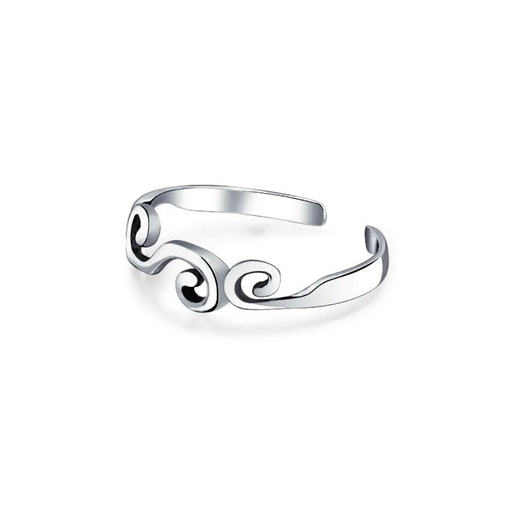 Open Spiral Celtic Swirl Toe Ring Oxidized Sterling Silver Midi Filigree