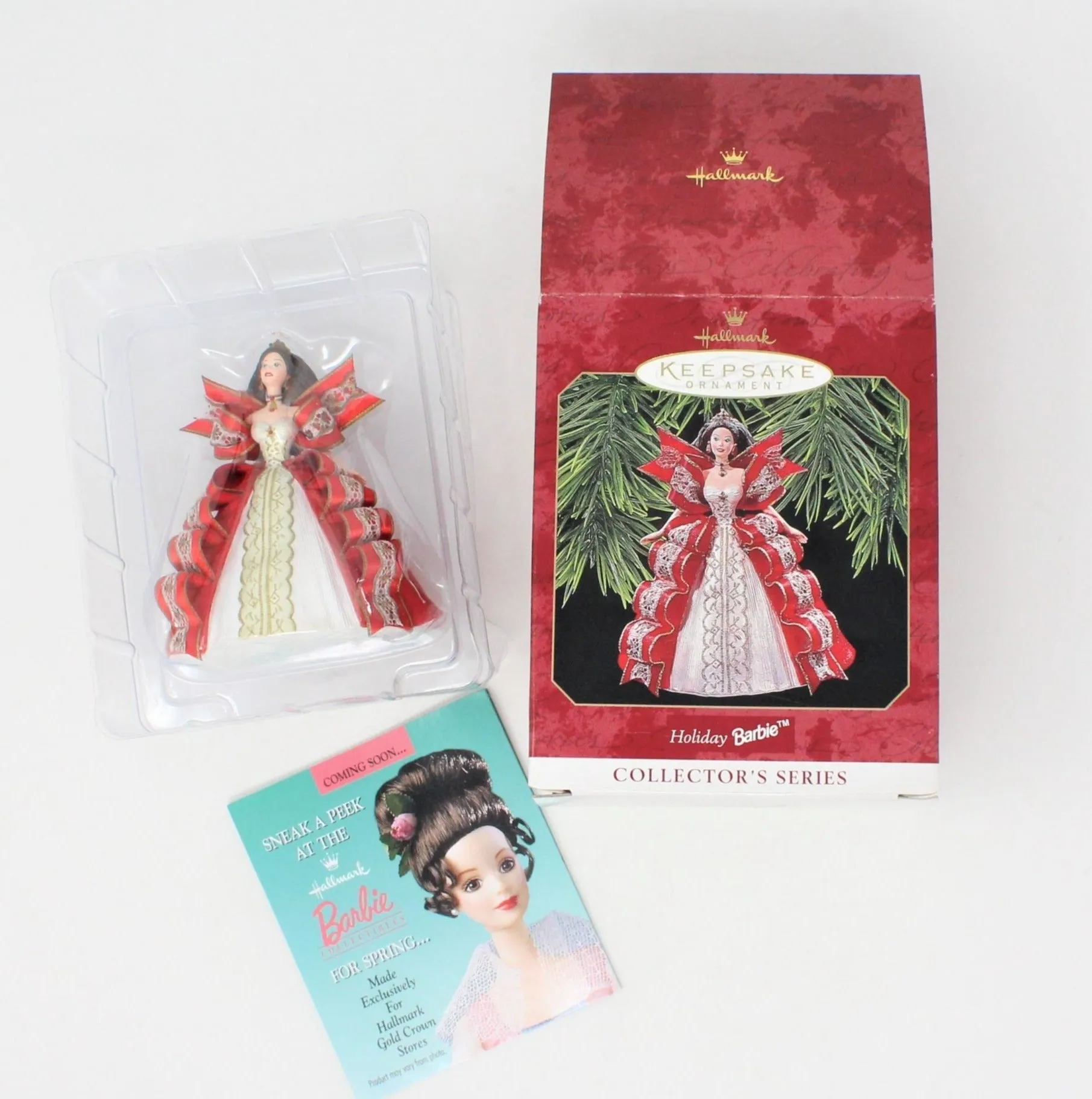 Ornaments, Hallmark, Holiday Barbie #5, Red Dress, 1997