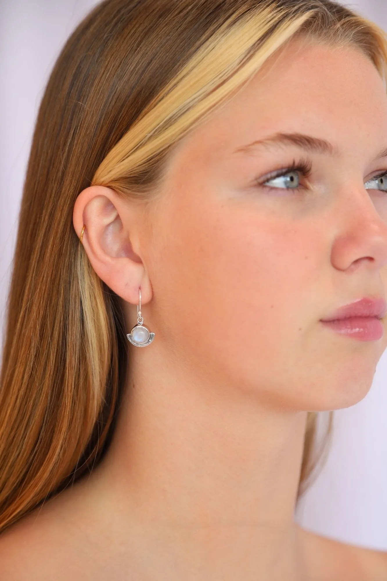 Ornate Rainbow Moonstone Earrings