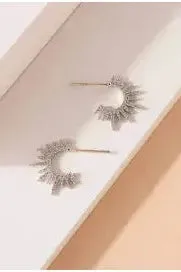 Pave Starburst 30 MM Hoop Earrings - Silver