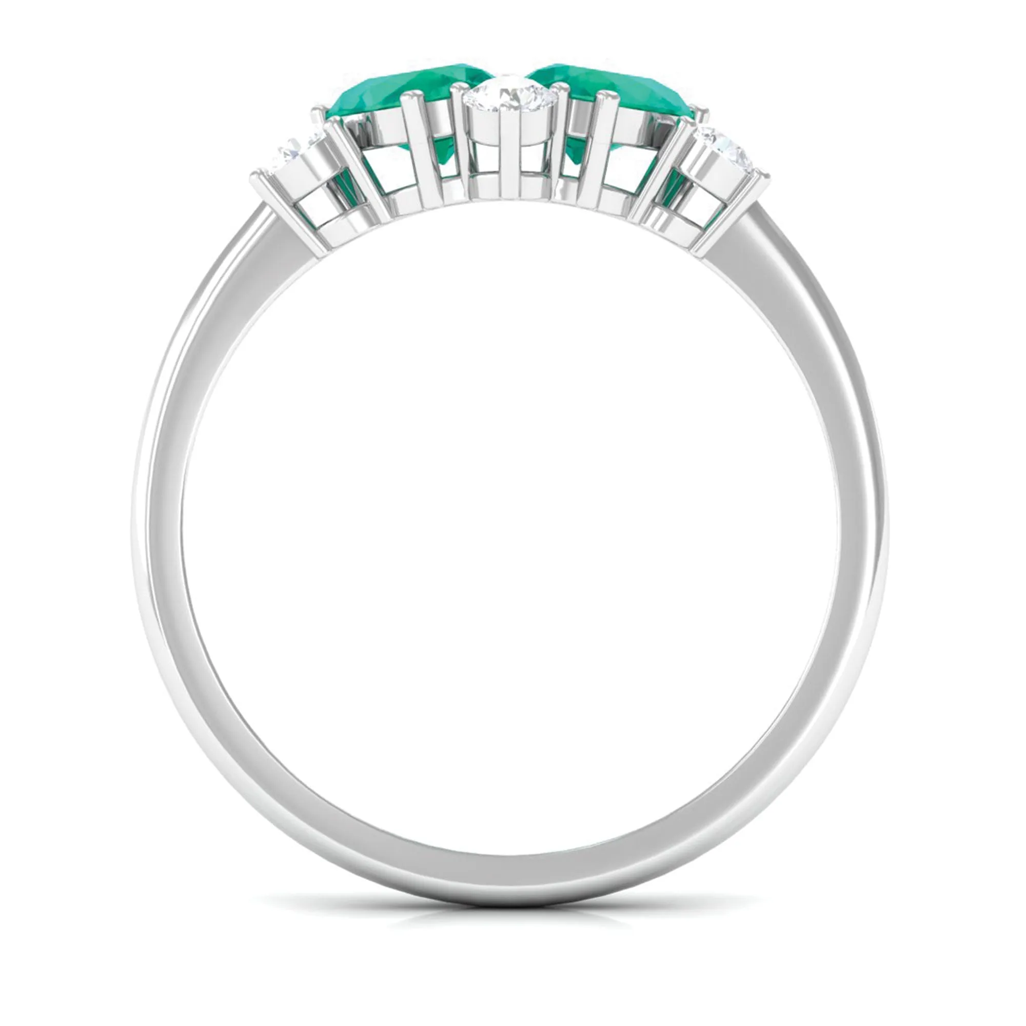 Pear Shape Emerald and Diamond Cluster Promise Ring