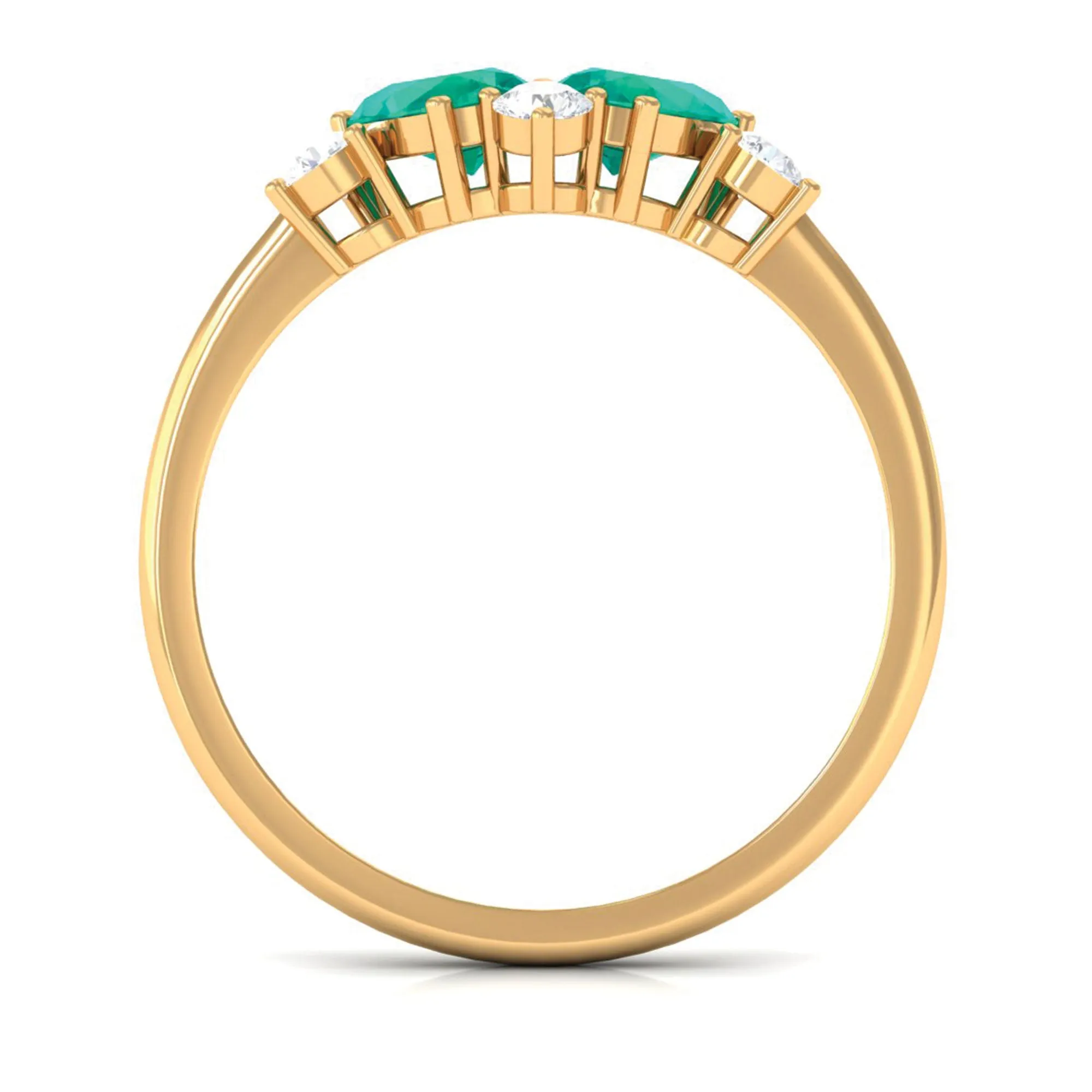 Pear Shape Emerald and Diamond Cluster Promise Ring