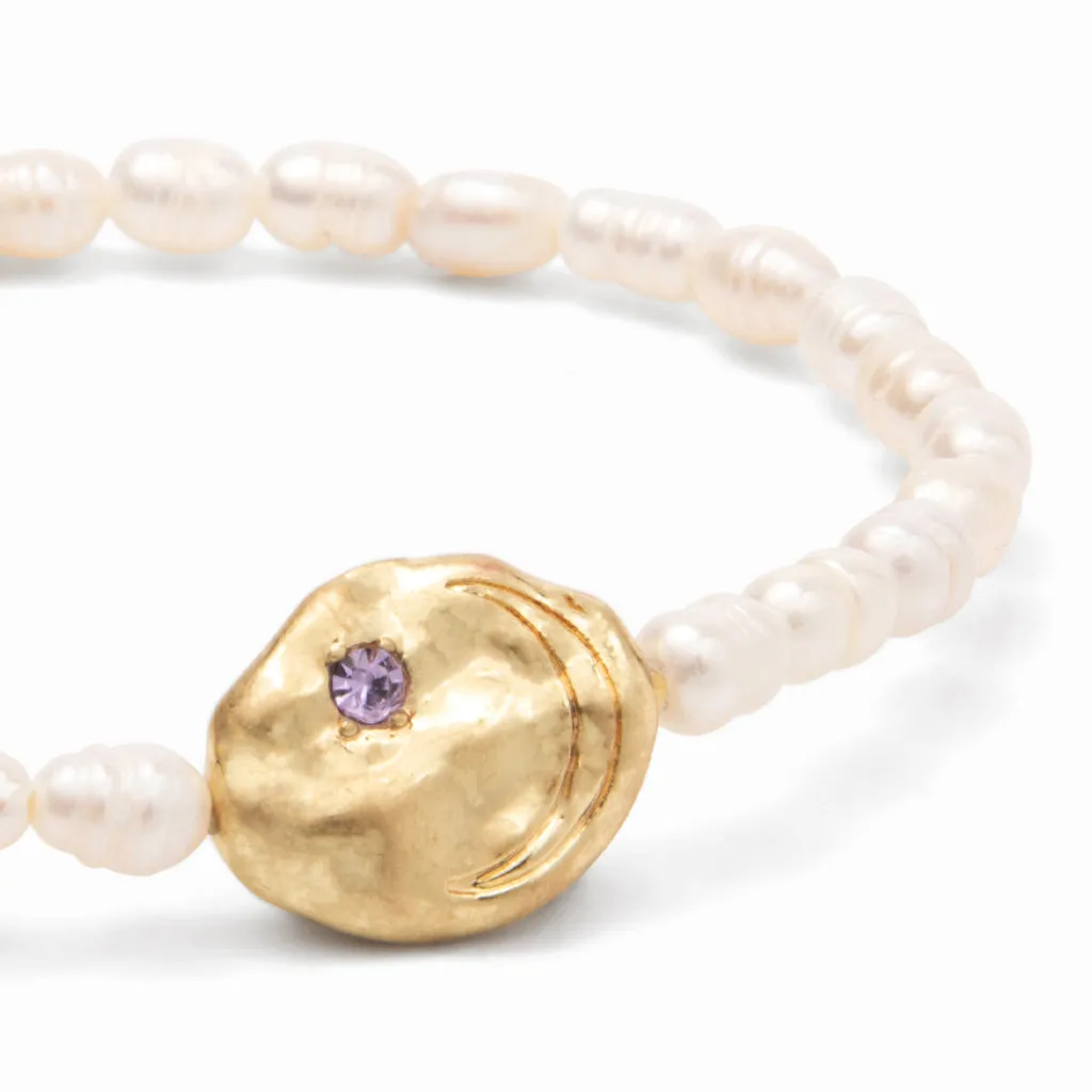 Pearl Affirmation Bracelet - Protection/Gold