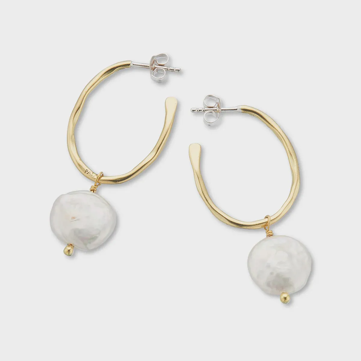 Prosperity pearl oval hoop earrings