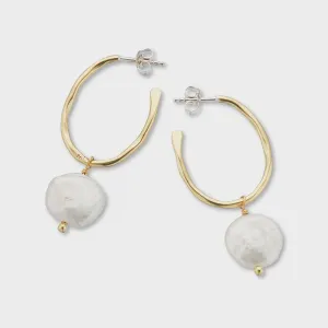 Prosperity pearl oval hoop earrings