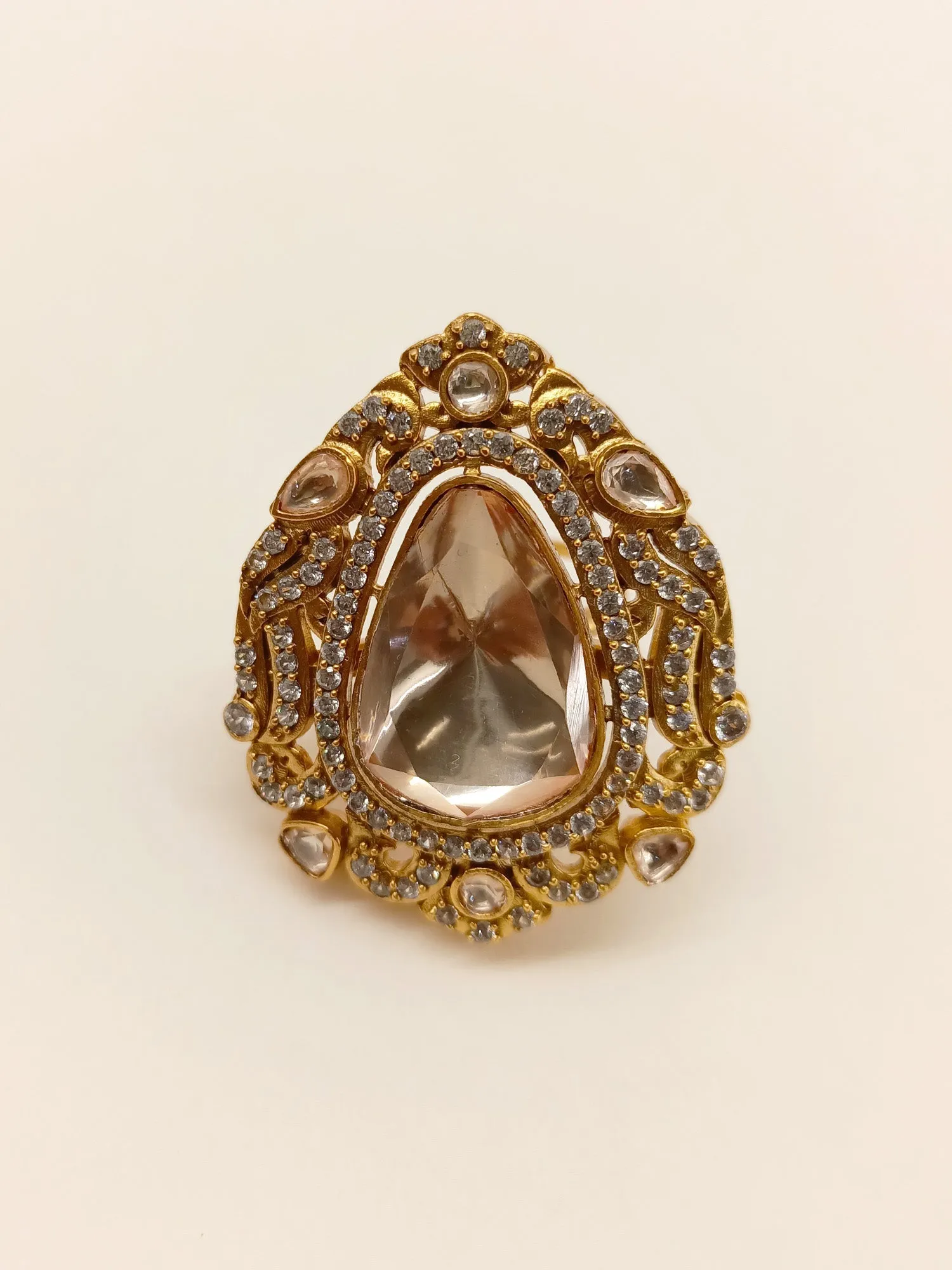 Raga Copper Kundan Finger Ring