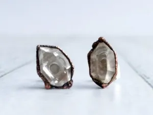 Raw crystal stud earrings